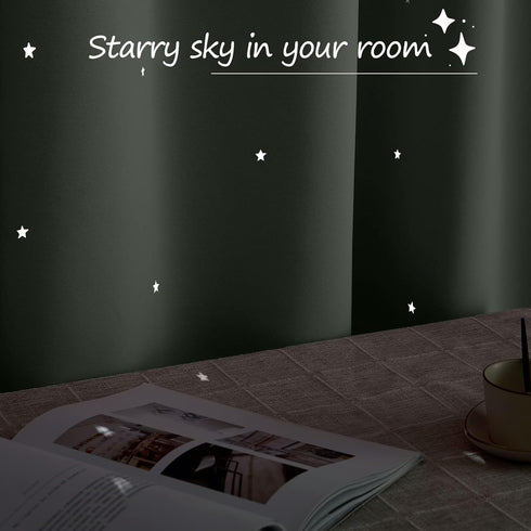 Grommet 52" 63" 1 NICETOWN Sage Green Nursery Blackout Curtains with Star Hollow Out for Girls Bedroom, Kids Cutout