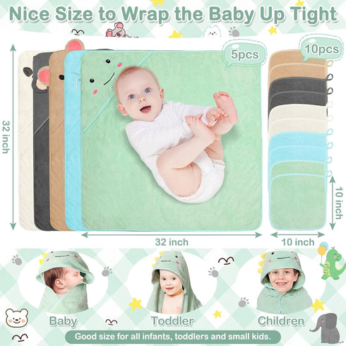 Sublaga 15 5 10 32x32 PCS Hooded Baby Towels, Soft Baby Towel, Absorbent Baby Bath Towel, Styles Baby Towels and PCS