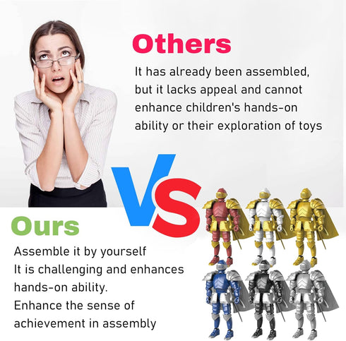 (6 Packs) Knight Action Figures, Medieval Action Figures,Knight Armor Action Figure,Multi-Jointed Movable Robot