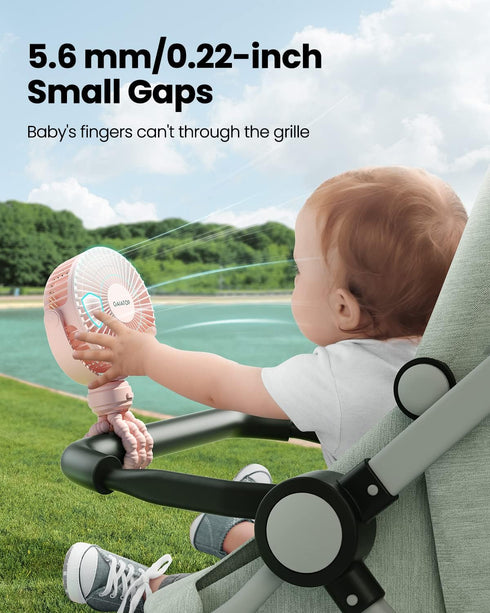 3 360 Gaiatop Mini Portable Stroller Fan, Battery Operated Small Clip on Fan, Detachable Speed Rechargeable Rotate