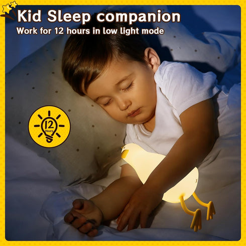 7 Cute Duck Night Light: LED Baby Silicone Duck Lamp - Colors Kids Night Lamp - Rechargeable Nursery Nightlight - Timer