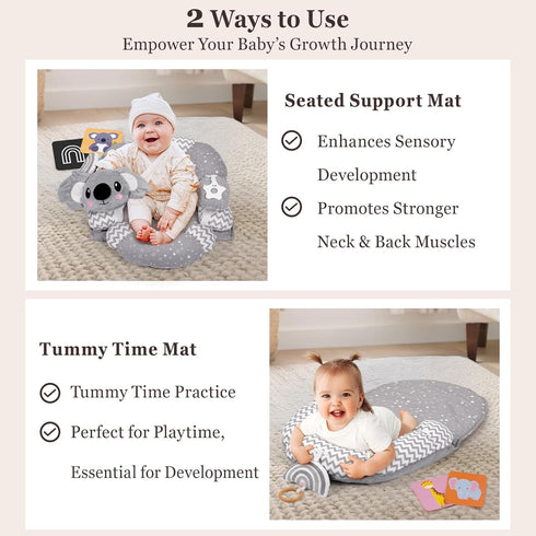 Foryoomi 4 1 Tummy 0-12 in Time Mat with Educational Cards, Play Mat & Sitting Support for Newborn Months, Infant Baby