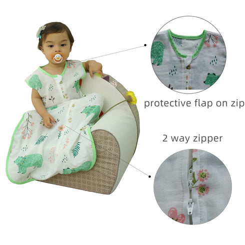 Baby Sleeping Sack Muslin Cotton, Soft Wearable Blanket for Summer, 0.5 Tog Sleeveless Sleep Sack