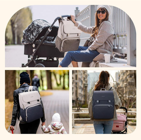 mommore Unisex Diaper Bag Backpack, Large Baby Bag with Changing Pad, Insulated Pockets, Stroller Buckles, Durable