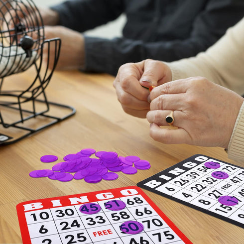GSE 500 Pieces of 3/4-Inch Plastic Transparent Bingo Chips for Game Night, Classroom, Bingo Hall (Purple)