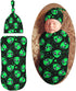 Green Alien Head Newborn Swaddle Blanket and Hat Set, Soft Baby Receiving Blanket for Infant Boy Girl Gift