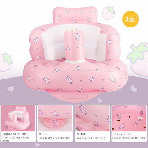 3 Summer Inflatable Baby Chair, Inflatable Baby Seat for Babies Months and Up, Blow Up Chair with Built in Air Pump