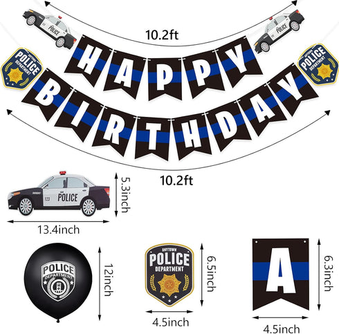 Sumind 32 Pieces Police Party Decorations Set - Police Academy Graduation Party Swirls with 20 Balloons, 2 Banners