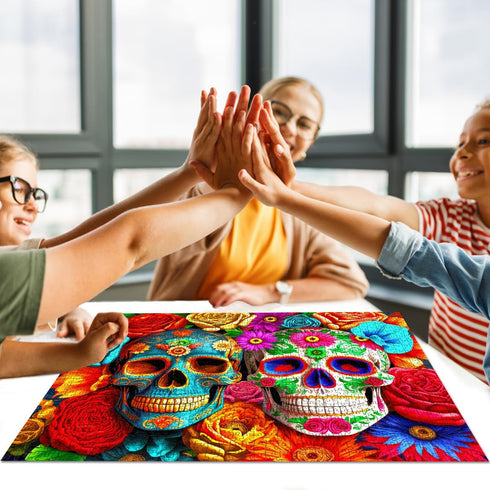 HUADADA 1000 Piece Puzzles for Adults - Colourful Flowers Skull Jigsaw Puzzles for Home Decoration