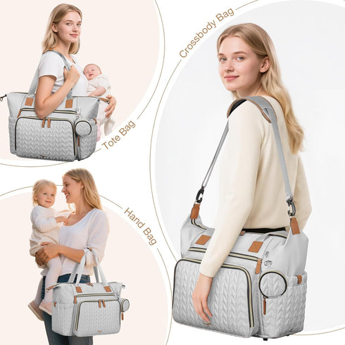Diaper Bag Tote, Large Diaper Bags Waterproof, Hospital Bag for Labor Delivery, Baby Bag with Pacifier Case, Travel