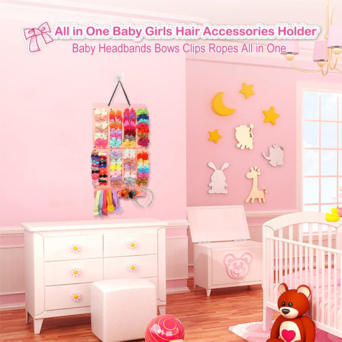 16 Vimiv Hair Bows Holder & Organizer w/Large Capacity, Ribbons,Bows Organizer, Baby Hair Accessory Storage Display
