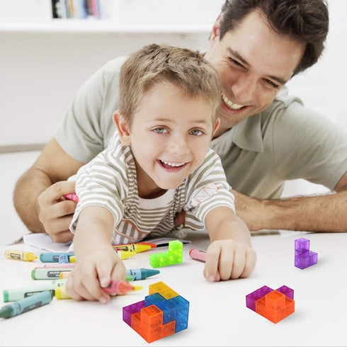 WorWoder 3D Set 7 54 Kids Magnetic Building Blocks Magic Magnetic Puzzle Cubes, of Multi Shapes Magnetic Blocks