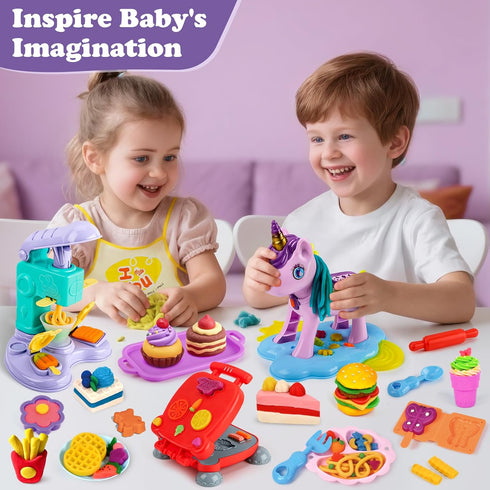 60 3 1 Sets 3-4-8, Playset Aprilwolf PCS in Dough for Kids Ages Art Crafts Dough Tools Kit, Unicorn Hair Stylist, Ice