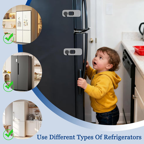 YOLCAR 3M 4in Safety Lock - Grey Fridge & Cabinet Lock for Kids, Adhesive, No Drilling, Length, for Kitchen, Dining