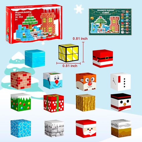 3 4 5 6 7 8 9 10 Set Magnetic Blocks Building Toys for Kids: Build Mine Christmas Magnet World for Boys Girls Ages