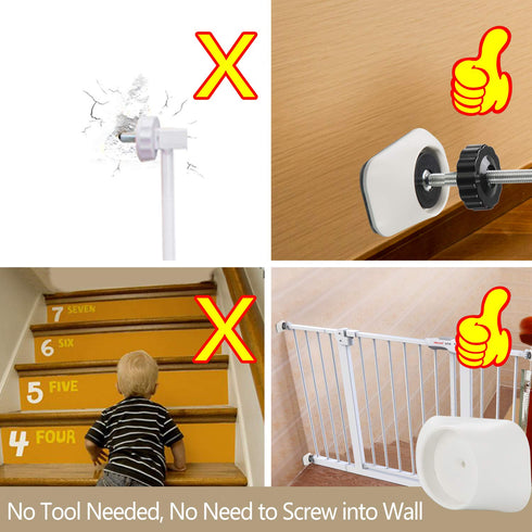 Vmaisi Baby Gate Wall Cup Protector, Pressure Mounted Safety Gates, Damage-Free, Fits Doorway, White