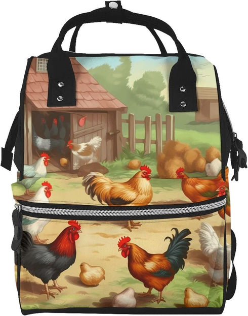 HCBPWVQA Roast Chicken Hen Farm Diaper Bag with Changing Pad and Pacifier Holder,