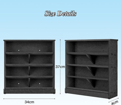 16 Felt Monster Trucks Display Case, Wall-Mounted Slot Storage Case, Groove Fixation Container Holder (Black - New