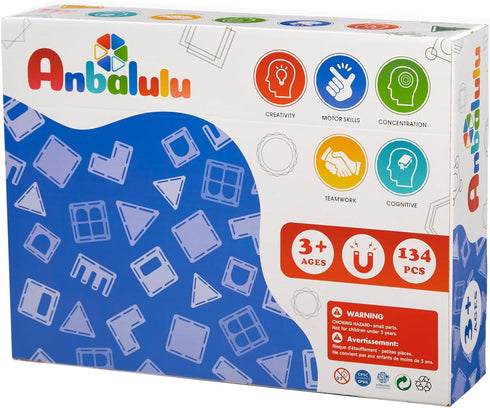 134PCS Set,Magnetic 3D Anbalulu Magnetic Building Tiles, Large Magnet Building Blocks, STEM Stacking Toys, Magnets Toy