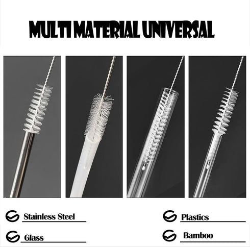 enlpsee 10 Inch, 10 mm, (6 Straw Cleaner Brush Long Straw Cleaner of Bristles Diameter Reusable Stainless Steel Nylon