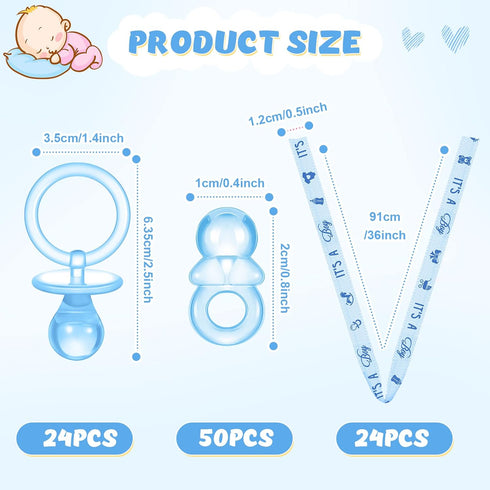 74 24 50 Pieces Baby Shower Pacifiers Necklace Acrylic Plastic Pacifiers Baby Shower Game Mini Plastic Charm Bulk