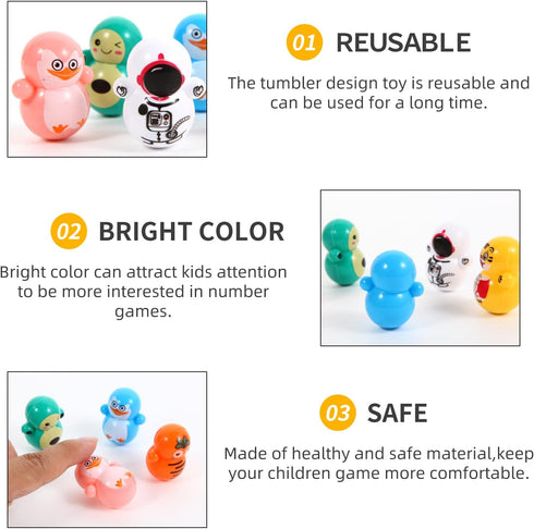 60pcs Mini Animal Tumbler Toy Set for Kids Party Favors, Roly-Poly Self-Righting Doll Tumbler Bulk Toys