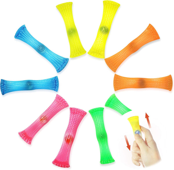 Novelty Place 10 Pcs Marble Mesh Fidget Toys - Slide Push Squeeze
