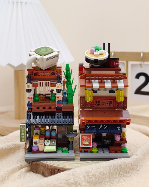 Japanese Street View Ramen Shop Building Blocks Set, Creative Model Architecture, Mini Bricks Construction Toy for
