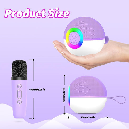 goopow 3 4 5 6 7 8+ (Purple-2MIC) Mini Karaoke Machine Speaker for Kids Adults, Portable Bluetooth Microphone Song Toys
