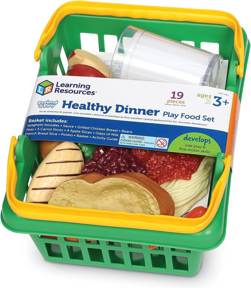 19 3+ Learning Resources Healthy Dinner Basket - Pieces , Ages Pretend Play Food for Toddlers, Preschool Learning Toys