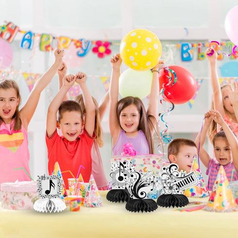 11 Pcs Music Decorations, Retro Musical Notes Honeycomb Centerpieces for Birthday Party Supplies