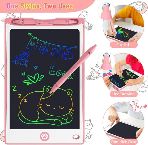 Hockvill LCD Writing Tablet for Kids 8.8 Inch, Drawing Pad for 3-8 Year Olds, Toddler Doodle Board Travel Gift - Pink