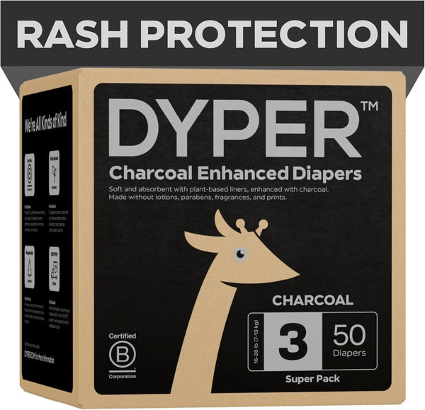 DYPER Charcoal Enhanced Diapers | Baby Diapers from Plant-Based* & Honest Materials