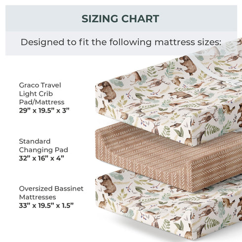 2 Pack Pobibaby - Premium Changing Pad Cover - Ultra-Soft Cotton Blend, Stylish Woodland Pattern, Safe and Snug