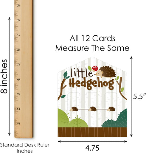 Big Dot of Happiness Forest Hedgehogs, Woodland Birthday Party or Baby Shower Game Pickle Cards, Set of 12
