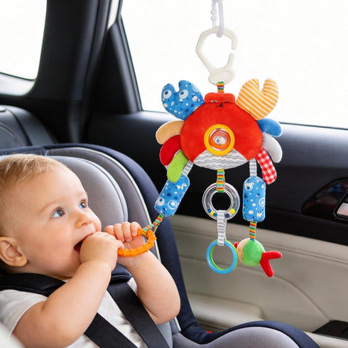 littlove 6-12 Roadtrip Car Seat Toys for Baby Months, Infant Travel Sensory Toys with Clip, Soft Montessori Hanging