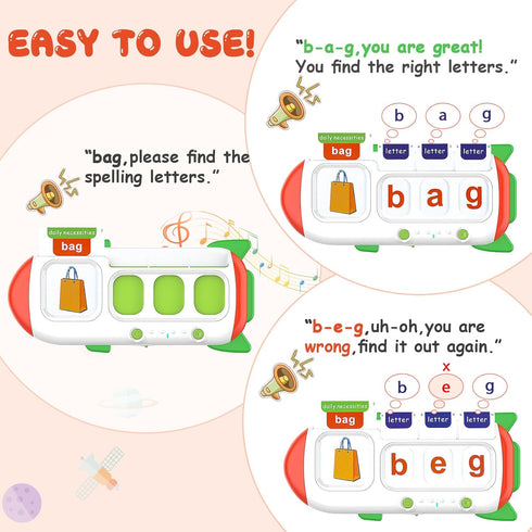Spelling & Talking Flash Cards for Toddlers, CVC Words Spell Games with 107 Sight Words, Educational Toys