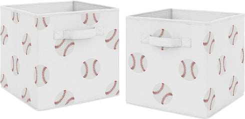 Sweet Jojo Designs Red and White Sports Organizer Storage Bins for Baseball