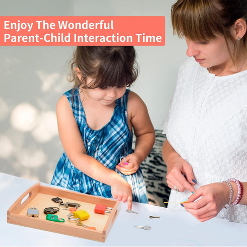 Montessori Lock and Key Toy Set for Toddlers, Wooden Learning Activities for 3+ Year Old Kids