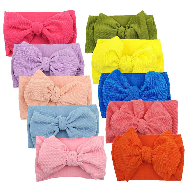 KIDOCHEESE Big Bows Headbands, Nylon Oversized Hair Accessories for Newborns, Infants, Toddlers, Kids