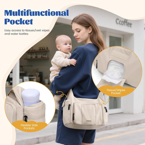 14L Spacious Puffer Diaper Tote Bag - Ideal for Travel & Hospital Use