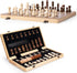 15" Wooden Chess Set | Folding Board, 2 Extra Queens | Magnetic