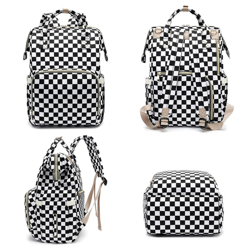 Yusudan Backpack Diaper Bag for Baby Boys Girls, Waterproof Large Nappy Bags for Mom & Dad (Checkered)