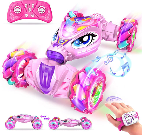 ZHYLLO Unicorn Remote Control Car for Girls Age 6-8-12, Pink RC Gesture Sensing