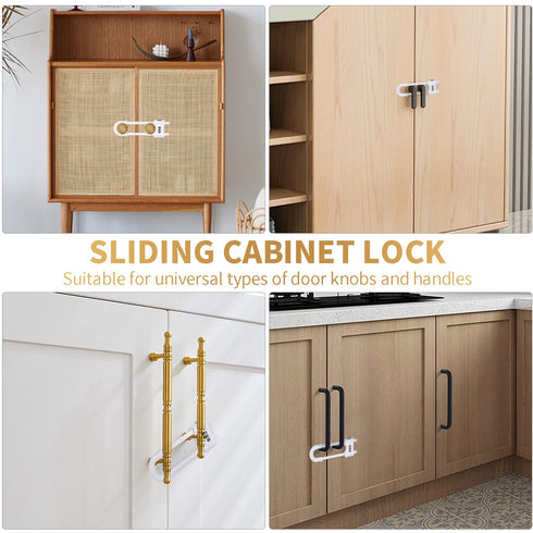 4 Pack U-Shaped Sliding Cabinet Locks, Adjustable Baby Proof Clips for Home Cabinets and Doors