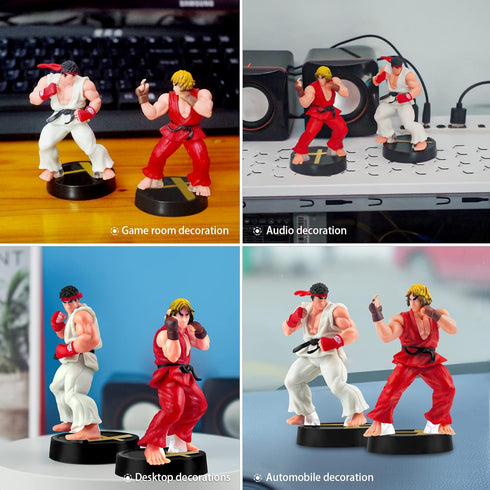 2PCS Solid PVC Street Fighter Hero Action Figure Set, 9.2cm