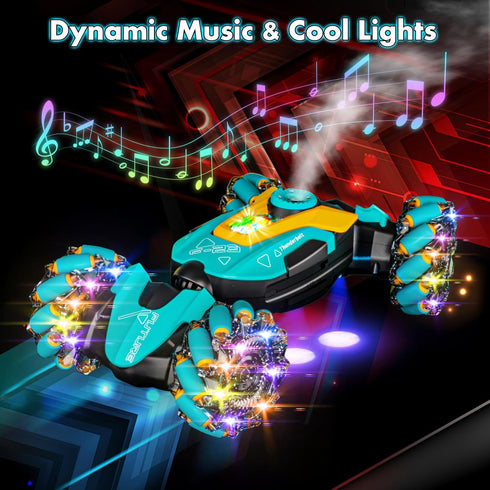 5-13,4WD 360 Show,3-6 8-10 Gesture Sensing RC Stunt Car,Remote Control Car Toys for Ages All-Terrain with Flips & LED