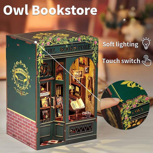 Cozy Hands Craft DIY Miniature Kit Book Nook - Owl Bookstore | Enchanting Nocturnal Library | Whimsical Design, Vintage
