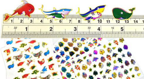 Fish007 - 6 Sheets of Fish Scrapbook Stickers, Small Reflective Fish Stickers for Kids - 4 X 5.25"/sheet (Clownfish,