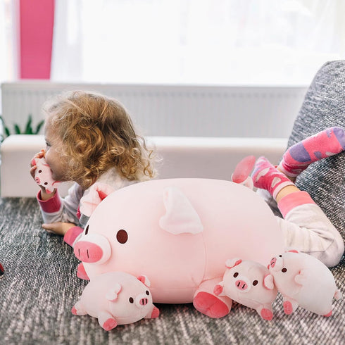 5PCS Mommy 4 Gifts(16 Achwishap Pig Family,Pig Stuffed Animal with Pig Babies Plush,Cute Pig Plush Pillow Cushion